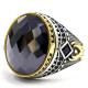 Tgürkiye-Anillo de Plata de Ley 925 para hombre y mujer, conjunto de joyería de circonita negra, anillos de esmalte de CZ para pareja Vintage, envío gratis - malaquita tienda 36