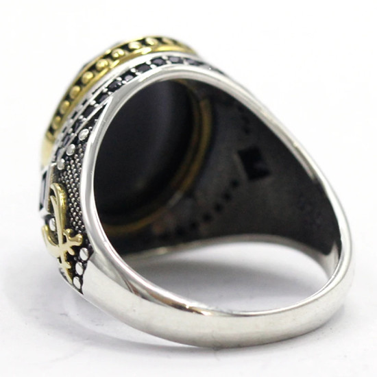 Tgürkiye-Anillo de Plata de Ley 925 para hombre y mujer, conjunto de joyería de circonita negra, anillos de esmalte de CZ para pareja Vintage, envío gratis - malaquita tienda 36
