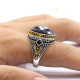 Tgürkiye-Anillo de Plata de Ley 925 para hombre y mujer, conjunto de joyería de circonita negra, anillos de esmalte de CZ para pareja Vintage, envío gratis - malaquita tienda 36