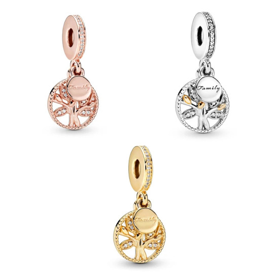 Colgante de cuentas de plata S925 para niña, pulsera de bricolaje, regalo de árbol familiar, joyería - malaquita tienda 36