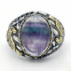 Nuevo Anillo de fluorita de Plata de Ley 925, joyería hecha a mano de Türkiye, conjunto de joyería, anillo de pareja para mujer - malaquita tienda 36