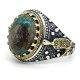 Anillo turquesa Vintage de plata s925 para hombre, anillo hecho a mano, gema de Türkiye, joyería Punk para fiesta y vacaciones, anillo para hombre - malaquita tienda 36