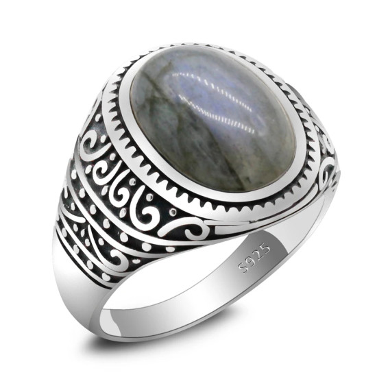 Anillo de plata 925 para hombre con labradorita Natural, joyería de plata, regalos del Día de San Valentín, anillos de compromiso para hombre y mujer, regalos - malaquita tienda 36