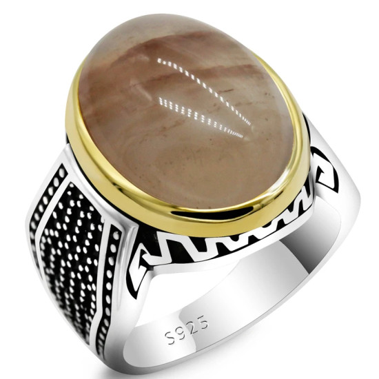 Anillo hecho a mano de plata de ley S925 para hombre, piedra de cuarzo Natural, anillo de pareja Türkiye, anillo Vintage para fiesta y Festival para hombre - malaquita tienda 36