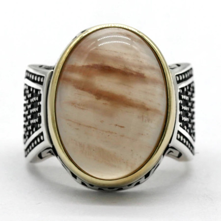 Anillo hecho a mano de plata de ley S925 para hombre, piedra de cuarzo Natural, anillo de pareja Türkiye, anillo Vintage para fiesta y Festival para hombre