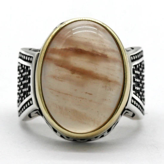 Anillo hecho a mano de plata de ley S925 para hombre, piedra de cuarzo Natural, anillo de pareja Türkiye, anillo Vintage para fiesta y Festival para hombre - malaquita tienda 36