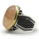 Anillo hecho a mano de plata de ley S925 para hombre, piedra de cuarzo Natural, anillo de pareja Türkiye, anillo Vintage para fiesta y Festival para hombre - malaquita tienda 36