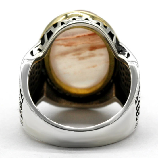 Anillo hecho a mano de plata de ley S925 para hombre, piedra de cuarzo Natural, anillo de pareja Türkiye, anillo Vintage para fiesta y Festival para hombre - malaquita tienda 36