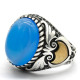Anillo de plata de ley S925 estilo Türkiye para hombre, piedra de ágata azul Natural, joyería Punk Vintage, regalo de aniversario de lujo para mujer - malaquita tienda 36