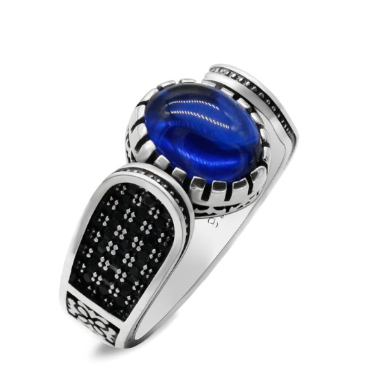 Anillo de plata de ley s925 con circonita de grado A, hecho a mano, moda clásica, Türkiye Punk, joyería exquisita, anillo de compromiso - malaquita tienda 36