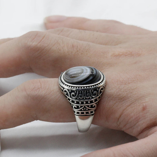 Anillo de plata 925 para hombre con piedra de ónix de ojo Natural, joyería de plata, regalos del Día de San Valentín, anillos de compromiso para hombres y mujeres, regalos - malaquita tienda 36