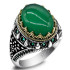 Anillo de plata s925 de ágata verde Natural para hombre, anillo de piedra Natural ovalada tallada Retro pura, conjunto de joyería para hombre, anillo de pareja para mujer