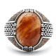 Anillo de Plata de Ley 925 para hombre, anillo Vintage de piedra de cuarzo Natural de estilo árabe de Oriente Medio, anillo de fiesta turco para hombres y mujeres - malaquita tienda 36