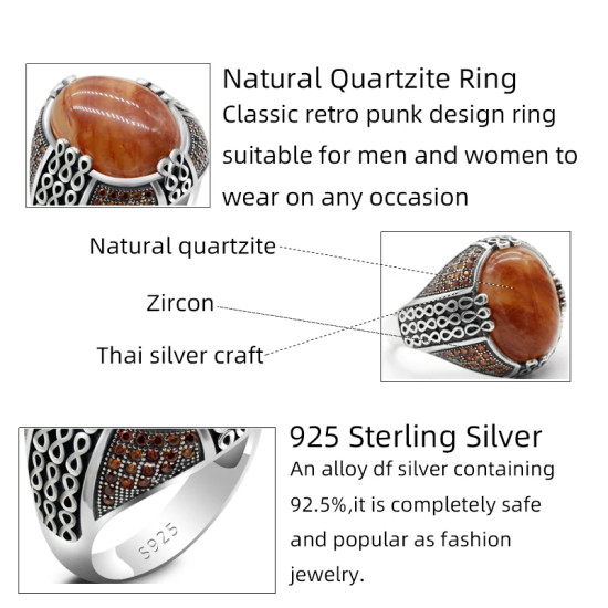 Anillo de Plata de Ley 925 para hombre, anillo Vintage de piedra de cuarzo Natural de estilo árabe de Oriente Medio, anillo de fiesta turco para hombres y mujeres - malaquita tienda 36