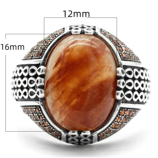 Anillo de Plata de Ley 925 para hombre, anillo Vintage de piedra de cuarzo Natural de estilo árabe de Oriente Medio, anillo de fiesta turco para hombres y mujeres - malaquita tienda 36