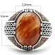 Anillo de Plata de Ley 925 para hombre, anillo Vintage de piedra de cuarzo Natural de estilo árabe de Oriente Medio, anillo de fiesta turco para hombres y mujeres - malaquita tienda 36