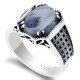 Anillo de plata S925 para hombre con piedra de ágata Natural, anillo de la suerte, joyería Türkiye, conjunto de joyería para pareja, anillo para mujer - malaquita tienda 36