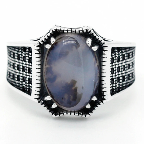 Anillo de plata S925 para hombre con piedra de ágata Natural, anillo de la suerte, joyería Türkiye, conjunto de joyería para pareja, anillo para mujer - malaquita tienda 36