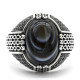 Anillo de Plata de Ley 925 para hombre, anillo de piedra de ágata de ojo Natural, joyería de estilo Punk turco clásico Retro, anillo de plata con piedra - malaquita tienda 36