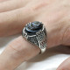 Anillo de Plata de Ley 925 para hombre, anillo de piedra de ágata de ojo Natural, joyería de estilo Punk turco clásico Retro, anillo de plata con piedra - malaquita tienda 36