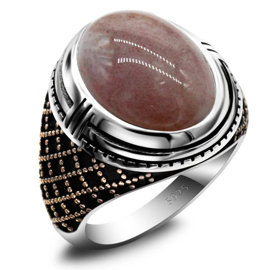 Anillo hecho a mano de plata pura S925 para hombre, regalo de fiesta, día de San Valentín, regalo de joyería natural para el Día del Padre - malaquita tienda 36