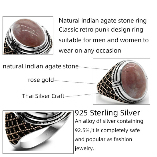 Anillo hecho a mano de plata pura S925 para hombre, regalo de fiesta, día de San Valentín, regalo de joyería natural para el Día del Padre - malaquita tienda 36