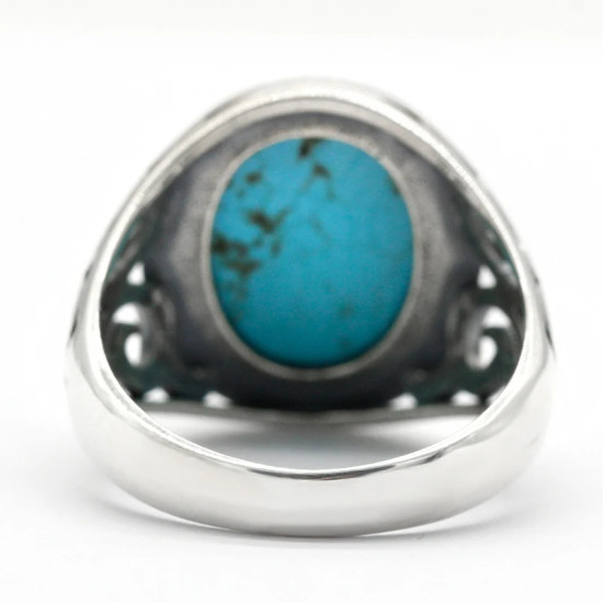 Anillo hecho a mano de plata pura S925 para hombre, fiesta navideña punk turquesa, regalo de vacaciones de lujo para hombre - malaquita tienda 36