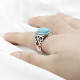 Anillo hecho a mano de plata pura S925 para hombre, fiesta navideña punk turquesa, regalo de vacaciones de lujo para hombre - malaquita tienda 36