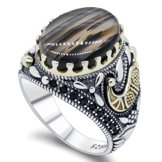 Anillo de ágata marina de cambio Gradual de Plata de Ley 925 con Spinel Türkiye, conjunto de joyería, anillo de pareja de moda para mujer - malaquita tienda 36