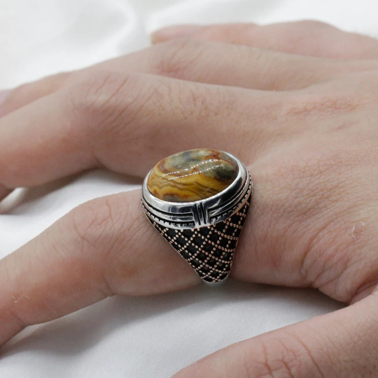 Anillos para hombres, piedra de ónix loco Natural, joyería de estilo Punk turco en plata esterlina, anillos de pareja de oro rosa, ANEL PARA MUJER - malaquita tienda 36