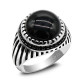 Anillos de plata de ley 925 con piedra de ágata Natural negra para hombre, joyería de estilo Punk turco, joyería de boda para pareja, anillos para mujer - malaquita tienda 36