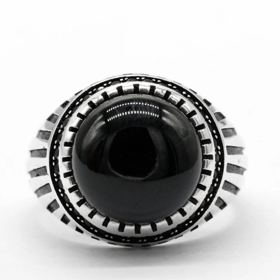 Anillos de plata de ley 925 con piedra de ágata Natural negra para hombre, joyería de estilo Punk turco, joyería de boda para pareja, anillos para mujer - malaquita tienda 36