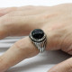 Anillos de plata de ley 925 con piedra de ágata Natural negra para hombre, joyería de estilo Punk turco, joyería de boda para pareja, anillos para mujer - malaquita tienda 36