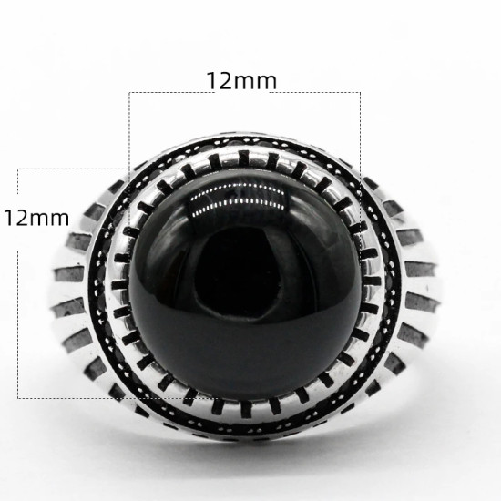 Anillos de plata de ley 925 con piedra de ágata Natural negra para hombre, joyería de estilo Punk turco, joyería de boda para pareja, anillos para mujer - malaquita tienda 36