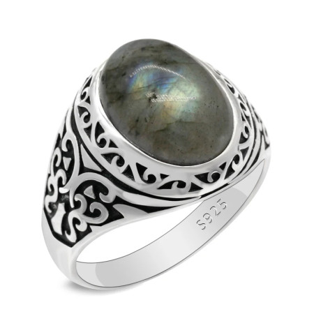 Anillo de plata pura S925 con piedras preciosas naturales, anillo T ü rkiye para hombre, joyería retro hecha a mano, joyería para mujer, regalo de aniversario