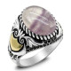 Anillos de plata de ley 925 para hombre, conjunto clásico Vintage de Turquía, anillos de piedra grandes de fluorita Natural, anillos de plata para hombre con piedras - malaquita tienda 36