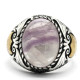 Anillos de plata de ley 925 para hombre, conjunto clásico Vintage de Turquía, anillos de piedra grandes de fluorita Natural, anillos de plata para hombre con piedras - malaquita tienda 36