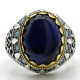 Joyería turca, nuevo anillo para hombre, ojo de tigre azul Natural, Plata de Ley 925, anillo Vintage de estilo Punk turquesa para hombre y mujer - malaquita tienda 36