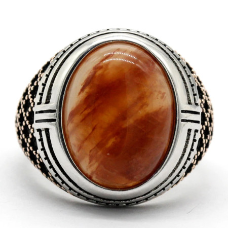 Anillo de joyería turca para hombre, piedra grande, piedra de cuarzo Natural roja, Plata de Ley 925, oro rosa, anillo de plata para hombre con piedra Anillo de joyería turca para hombre, piedra grande, piedra de cuarzo Natural roja, Plata de Ley 925, oro rosa, anillo de plata para hombre con piedra