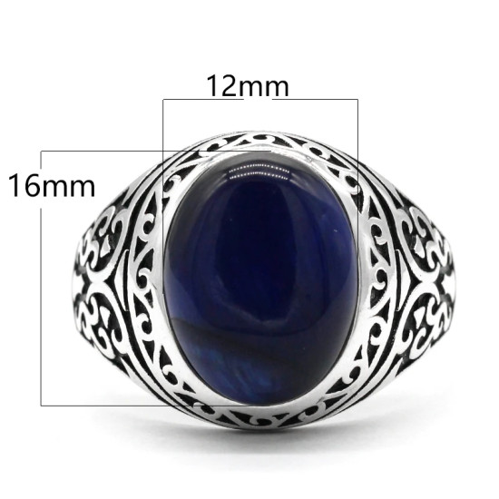 Anillo de plata de ley S925, regalo de ojo de tigre azul Natural para hombres, estilo Punk Türkiye, regalo de fiesta, joyería de compromiso de cumpleaños - malaquita tienda 36