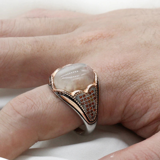 Anillos de plata 925 con piedra de cuarzo Natural para hombre, joyería de oro rosa, regalos para amantes, joyería de compromiso para boda, anillos de plata - malaquita tienda 36