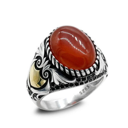 Anillo de Plata de Ley 925 con piedra de ágata Natural para hombre, estilo Punk turco, alas clásicas Retro, regalos exquisitos de joyería para hombres y mujeres Anillo de Plata de Ley 925 con piedra de ágata Natural para hombre, estilo Punk turco, alas clásicas Retro, regalos exquisitos de joyería para hombres y mujeres