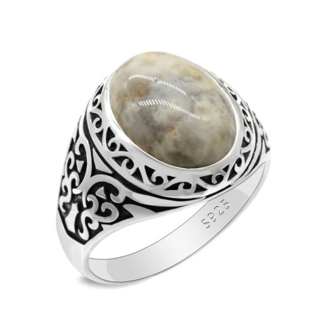 Anillo de ágata loca Natural de Plata de Ley 925 para hombres y mujeres, joyería hecha a mano de tendencia turca de estilo Punk clásico Simple Anillo de ágata loca Natural de Plata de Ley 925 para hombres y mujeres, joyería hecha a mano de tendencia turca de estilo Punk clásico Simple
