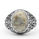 Anillo de ágata loca Natural de Plata de Ley 925 para hombres y mujeres, joyería hecha a mano de tendencia turca de estilo Punk clásico Simple - malaquita tienda 36