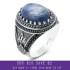 Nuevo anillo de cianita natural azul, anillo de Plata de Ley 925 para hombre, castillo Constantinople, anillo de sello Vintage Türkiye, regalo de boda luc