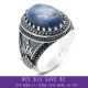 Nuevo anillo de cianita natural azul, anillo de Plata de Ley 925 para hombre, castillo Constantinople, anillo de sello Vintage Türkiye, regalo de boda luc - malaquita tienda 36