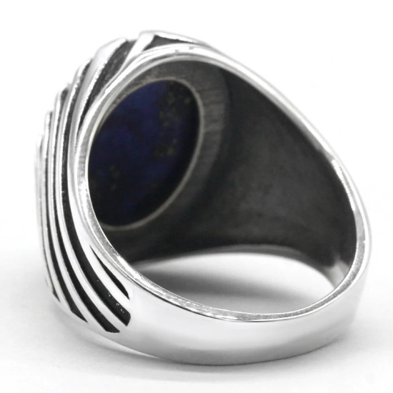 Regalo hecho a mano para hombre T ü rkiye auténtico de lujo, anillo de plata S925, lapislázuli natural, joyería de alta gama, anillo vintage - malaquita tienda 36