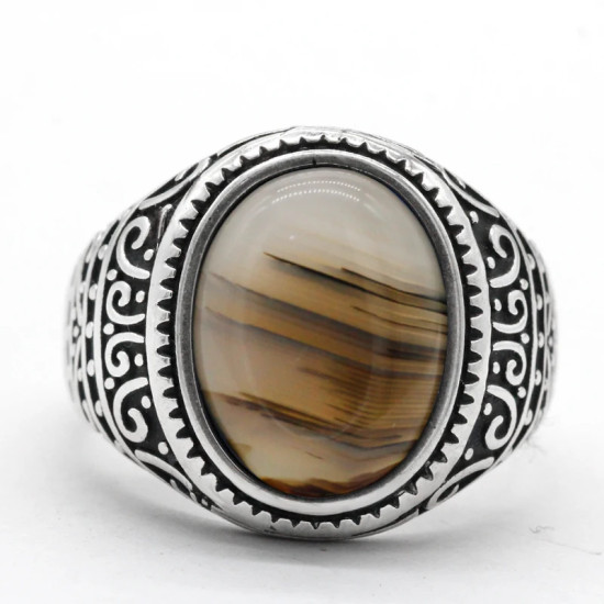 Anillo de plata 925 para hombre con piedra de ónix Natural del océano, joyería de plata, regalo del Día de San Valentín, anillos de compromiso para hombre y mujer - malaquita tienda 36