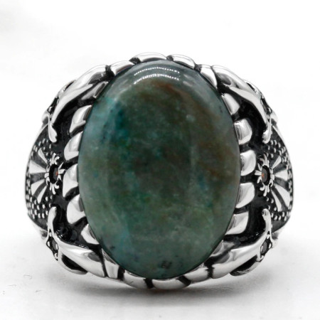 Plata de Ley 925 piedra de Fénix Natural hombres mujeres anillos de moda Punk hombres joyería anillos Tailandia plata novio regalo fiesta Plata de Ley 925 piedra de Fénix Natural hombres mujeres anillos de moda Punk hombres joyería anillos Tailandia plata novio regalo fiesta