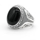 Anillo de plata de ley S925 con ágata Natural negra para hombre, joyería Punk turca Vintage, conjunto de joyería de tendencia, anillos para parejas, anillos para mujer - malaquita tienda 36